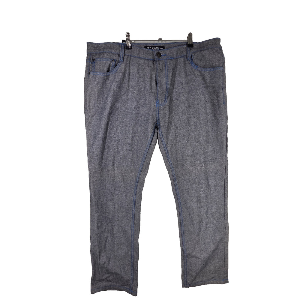 Vtg Old Skool Jeans Mens 40x30 Gray Denim Hip Hop Y2K Streetwear Pants Hip Hop